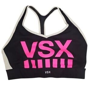 Victoria's‎ Secret VSX Black & Pink Sports Bra Racerback Athletic Workout Top XS
